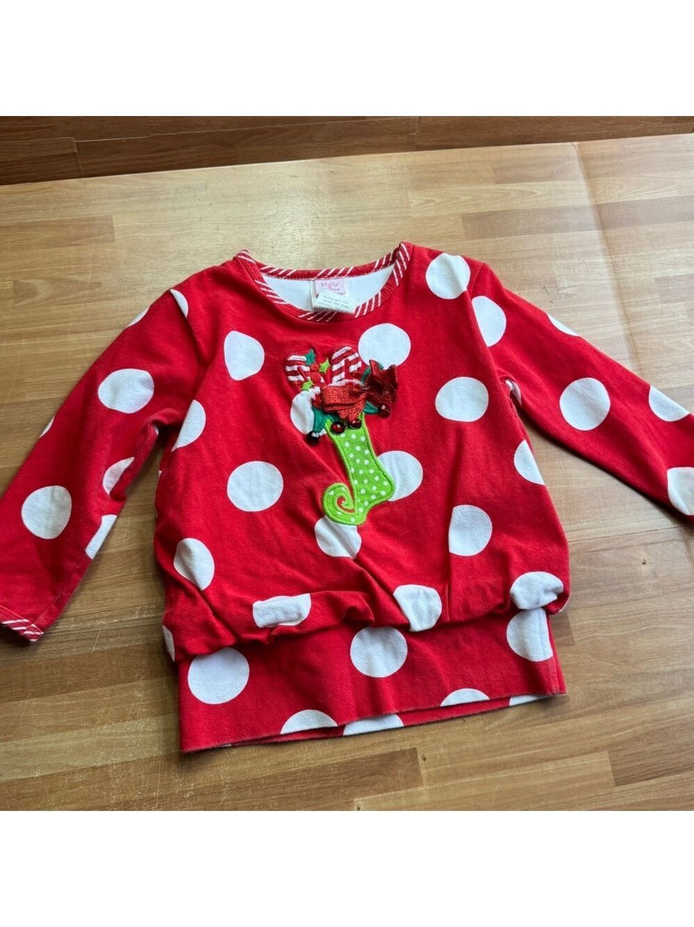 Molly & Millie Christmas polkadot holiday shirt/dress size 3t candy cane